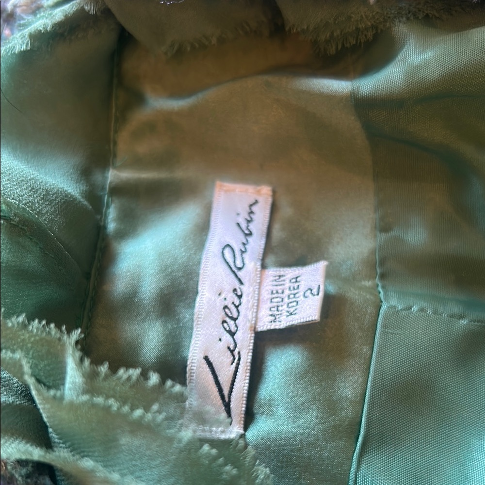 Lillie Rubin Teal Tweed Two Piece Skirt Blazer Set Size 2 - Picture 5 of 15